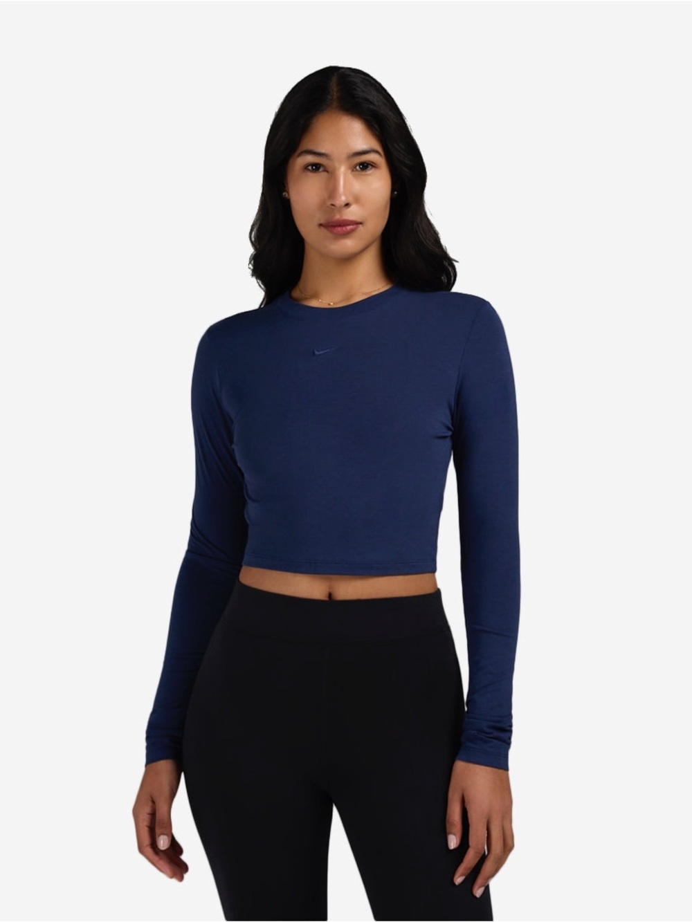 Nike Women’s Navy Blue Long-Sleeve Cropped Top